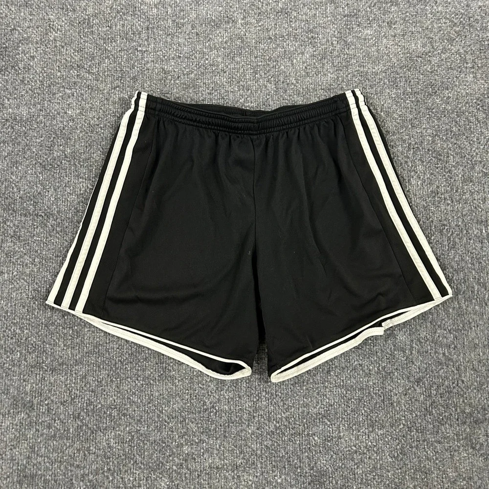 Adidas Shorts Womens Size M Black White Striped Athletic Soccer Gym Running